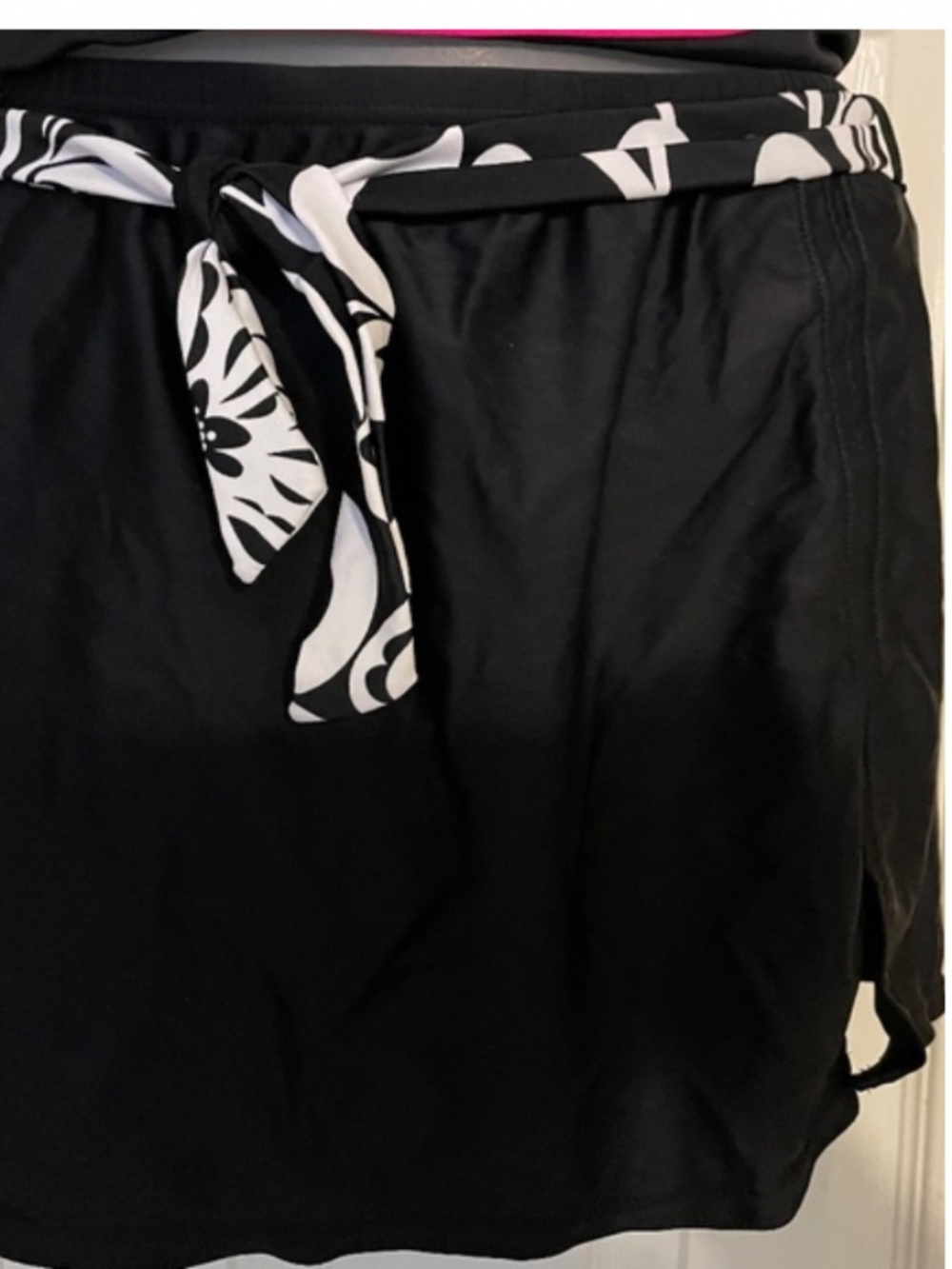Ocean Dreams Black Swim Skirt Cover-Up Removable Tie Sash, Size 12 - Picture 4 of 7